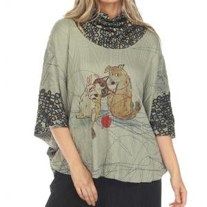 NEW INOAH dog and cat cowl neck poncho - plus in green